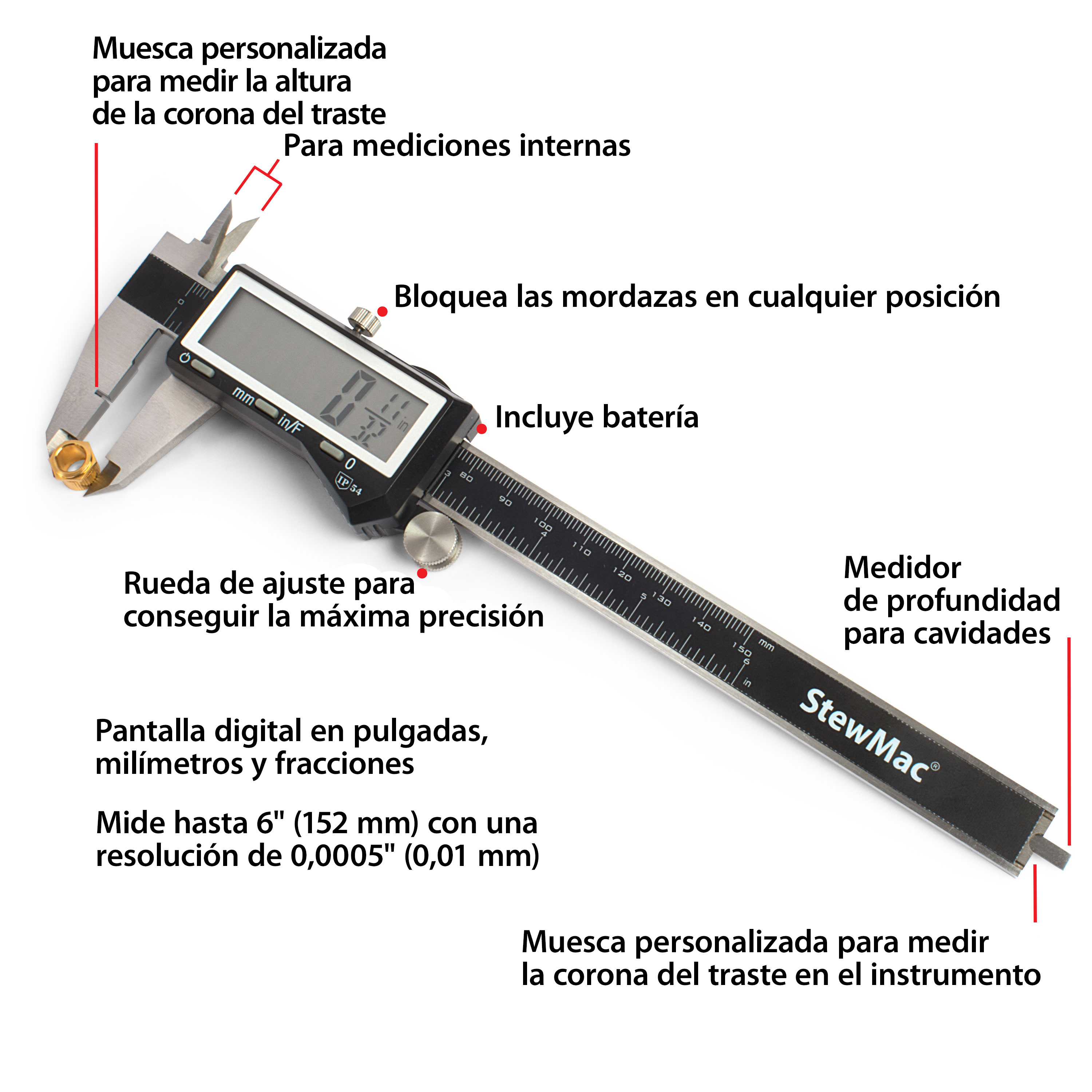 Calibre digital para luthería