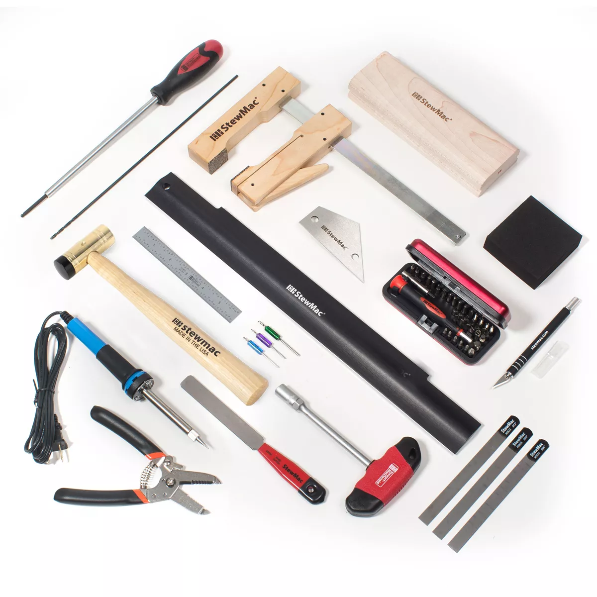 Set de herramientas Deluxe para constructores de kits de guitarra eléctrica - Mástil atornillado Set de herramientas Deluxe para constructores de kits de guitarra eléctrica - Mástil atornillado