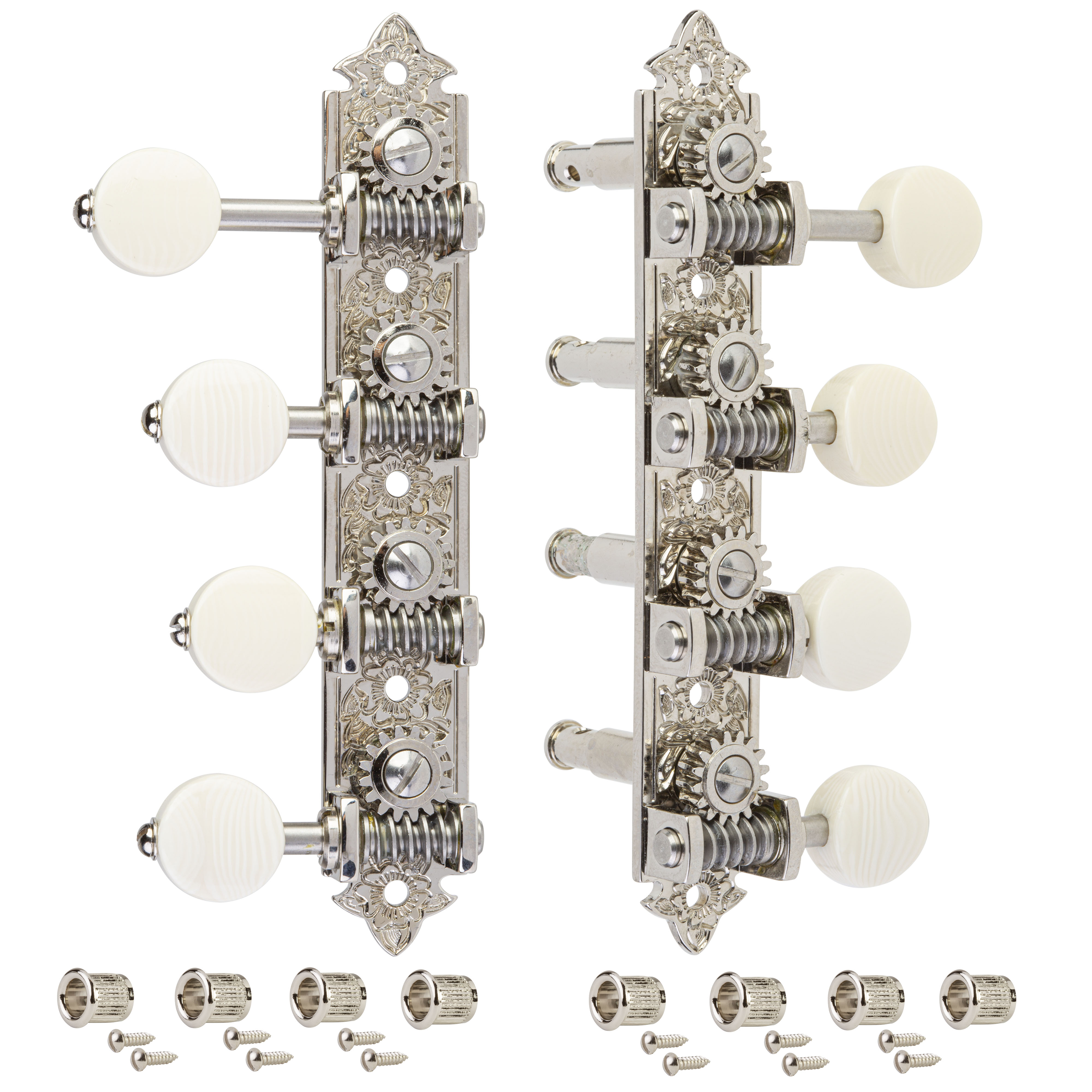 Máquinas de mandolina estilo F Waverly con perillas de ivoroide, níquel brillante