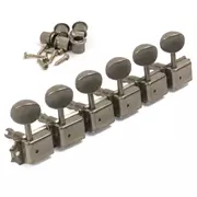 6-In-Line de perilla ovalada estilo vintage Gotoh, níquel relic clavijeros