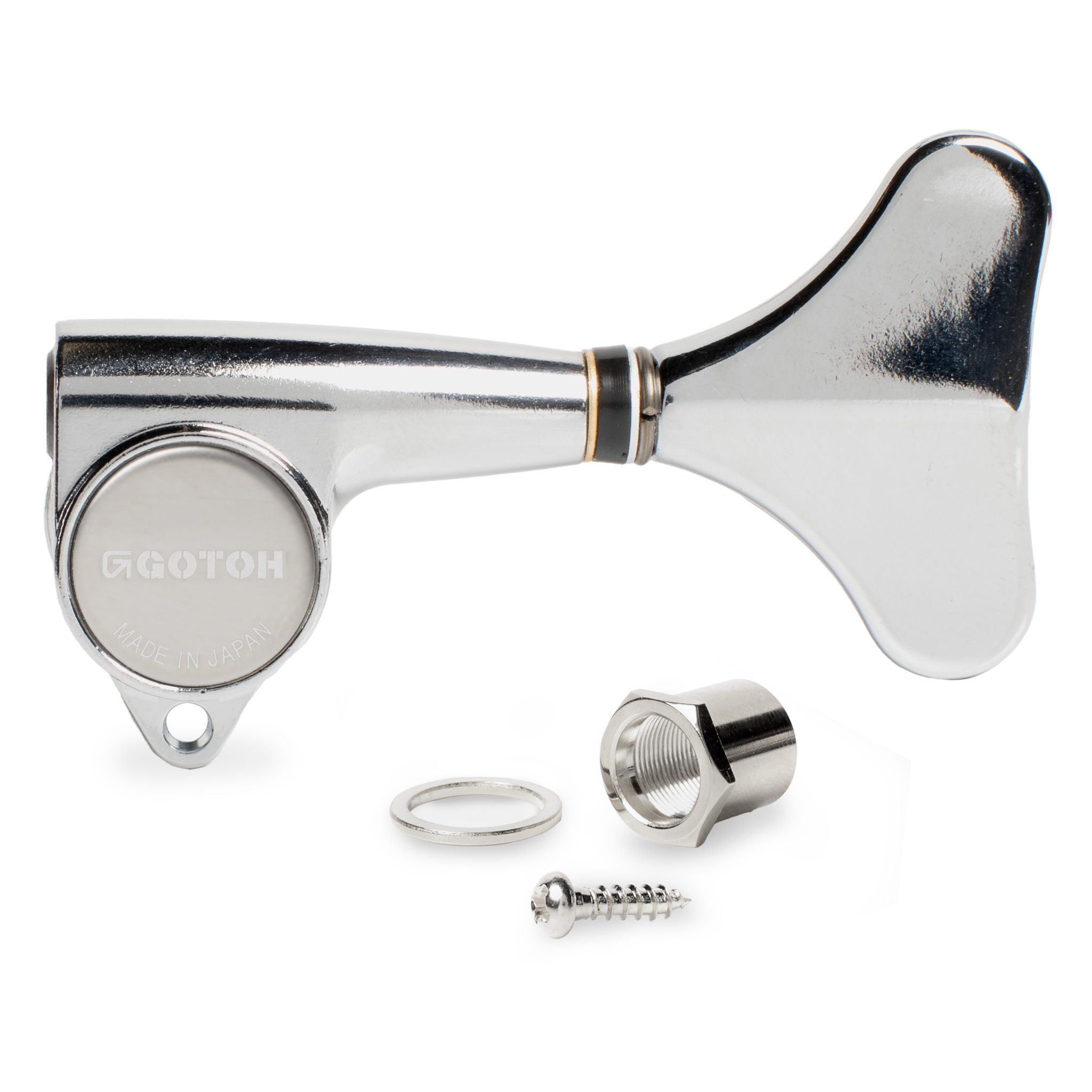 Individual Gotoh Compact Bass Tuner, Chrome, single left tuner