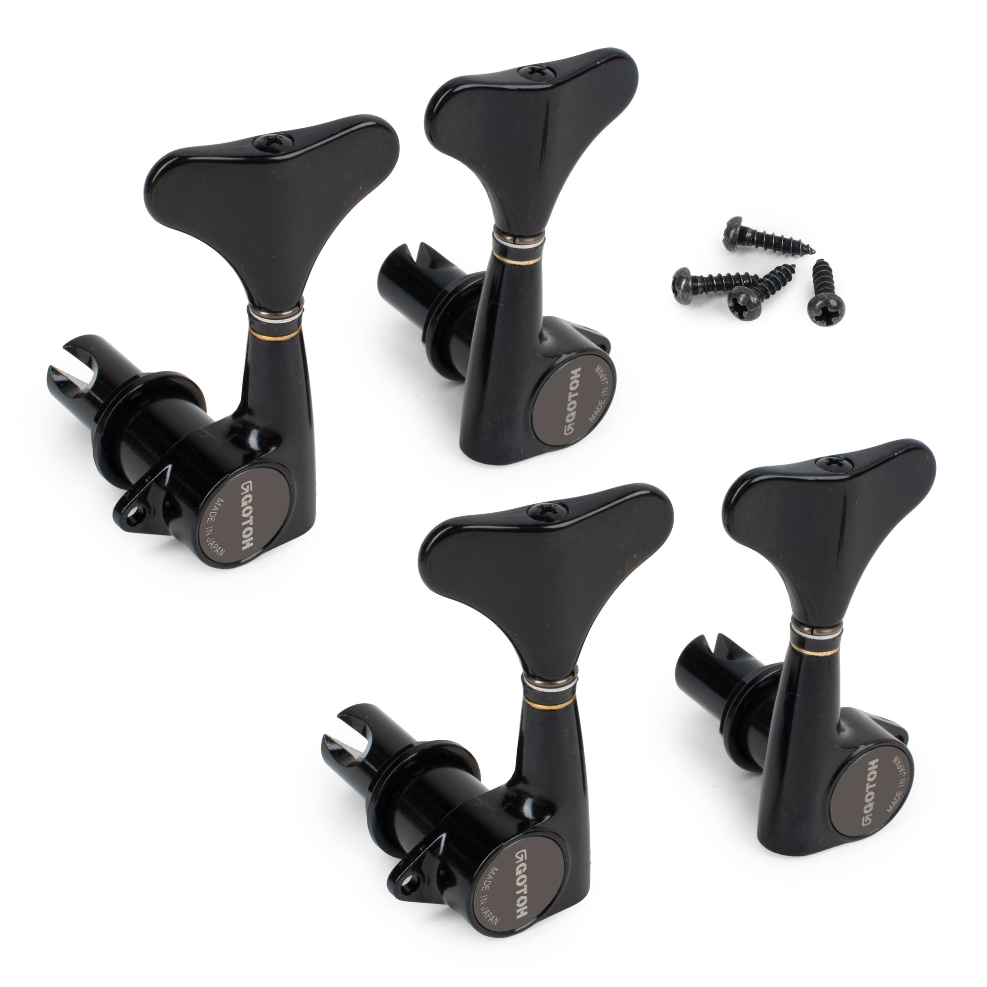 Gotoh Compact Bass Tuner, 2L+2R Set, Black, 2L/2R