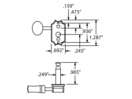 Clavijas de afinación Gotoh estilo vintage Keystone, 3+3