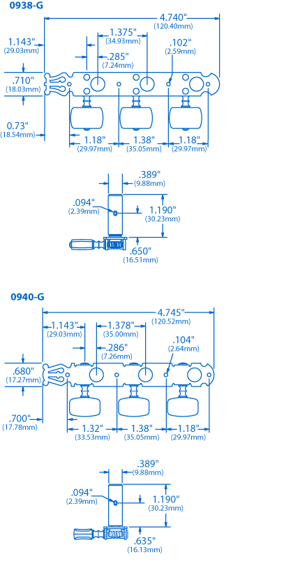 Sintonizadores de guitarra clásica Gotoh al estilo Lyra