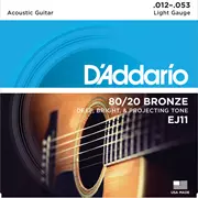 Cuerdas de guitarra acústica D'Addario 80/20 Bronze Wound, Light (EJ11)