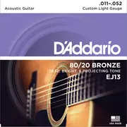 Cuerdas de guitarra acústica para heridas D'Addario 80/20 de bronce, luz personalizada (EJ13)