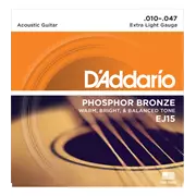 Cuerdas de guitarra acústica para heridas D'Addario Phosphor Bronze, extraligeras (EJ15)