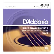 Cuerdas de guitarra acústica para heridas D'Addario Phosphor Bronze, luz personalizada (EJ26)