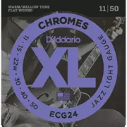 Cuerdas de guitarra eléctrica de herida plana D'Addario Chromes, Jazz Light (ECG24)