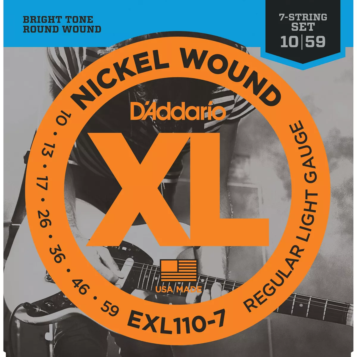 Cuerdas de guitarra eléctrica D'Addario Nickel Wound de 7 cuerdas Cuerdas de guitarra eléctrica D'Addario Nickel Wound de 7 cuerdas