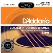 Cuerdas de guitarra acústica D'Addario EXP Phosphor Bronze, extraligeras (EXP15)