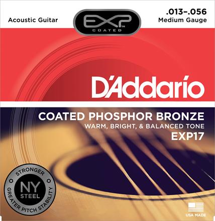 Cuerdas de guitarra acústica D'Addario EXP Phosphor Bronze, medianas (EXP17)