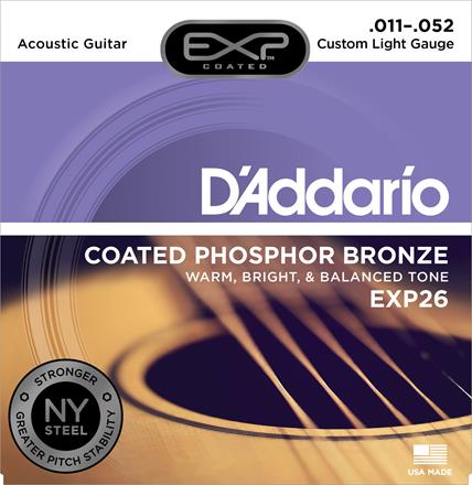 Cuerdas de guitarra acústica D'Addario EXP Phosphor Bronze, luz personalizada (EXP26)