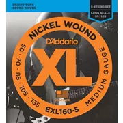Cuerdas de bajo de 5-String D'Addario Nickel Wound, medianas (EXL160 a 5)