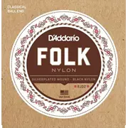 Cuerdas de guitarra acústica D'Addario Folk, herida plateada/Nylon negro (EJ32)