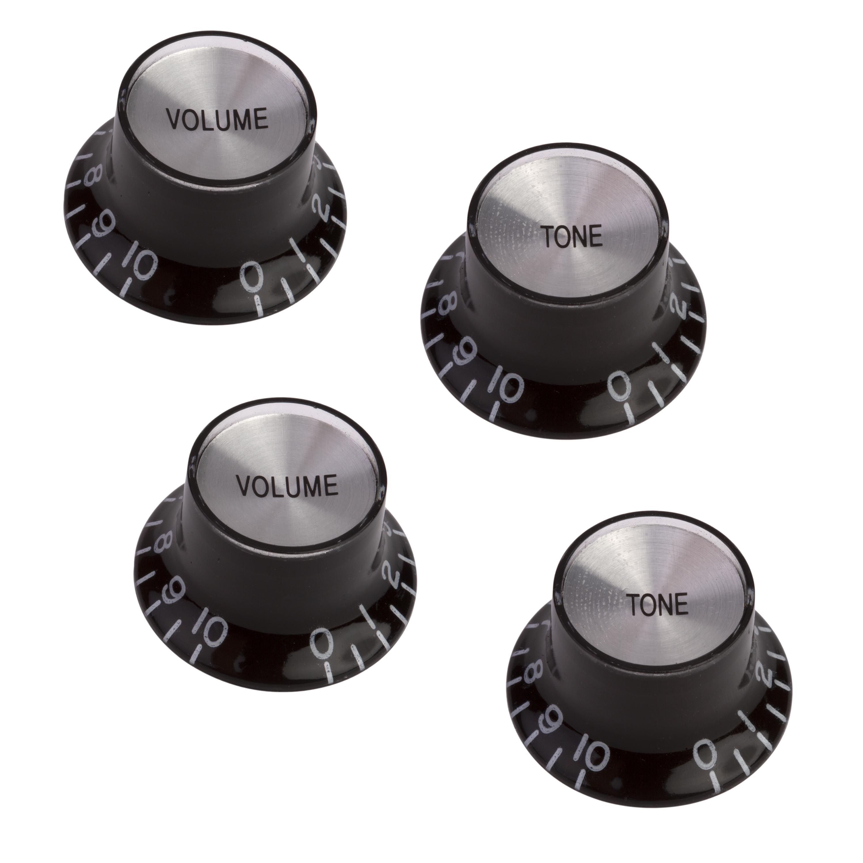Gibson Accessories Top Hat Knobs with Metal Inserts, Black with silver insert, set of 4 Gibson Accessories Top Hat Knobs with Metal Inserts, Black with silver insert, set of 4