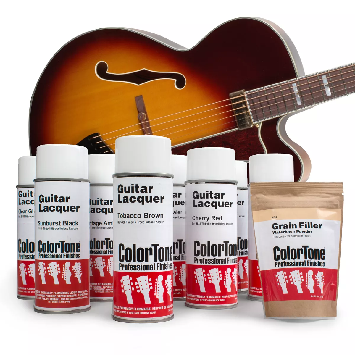Juego de acabado en aerosol ColorTone Tobacco Sunburst de tres tonos Juego de acabado en aerosol ColorTone Tobacco Sunburst de tres tonos