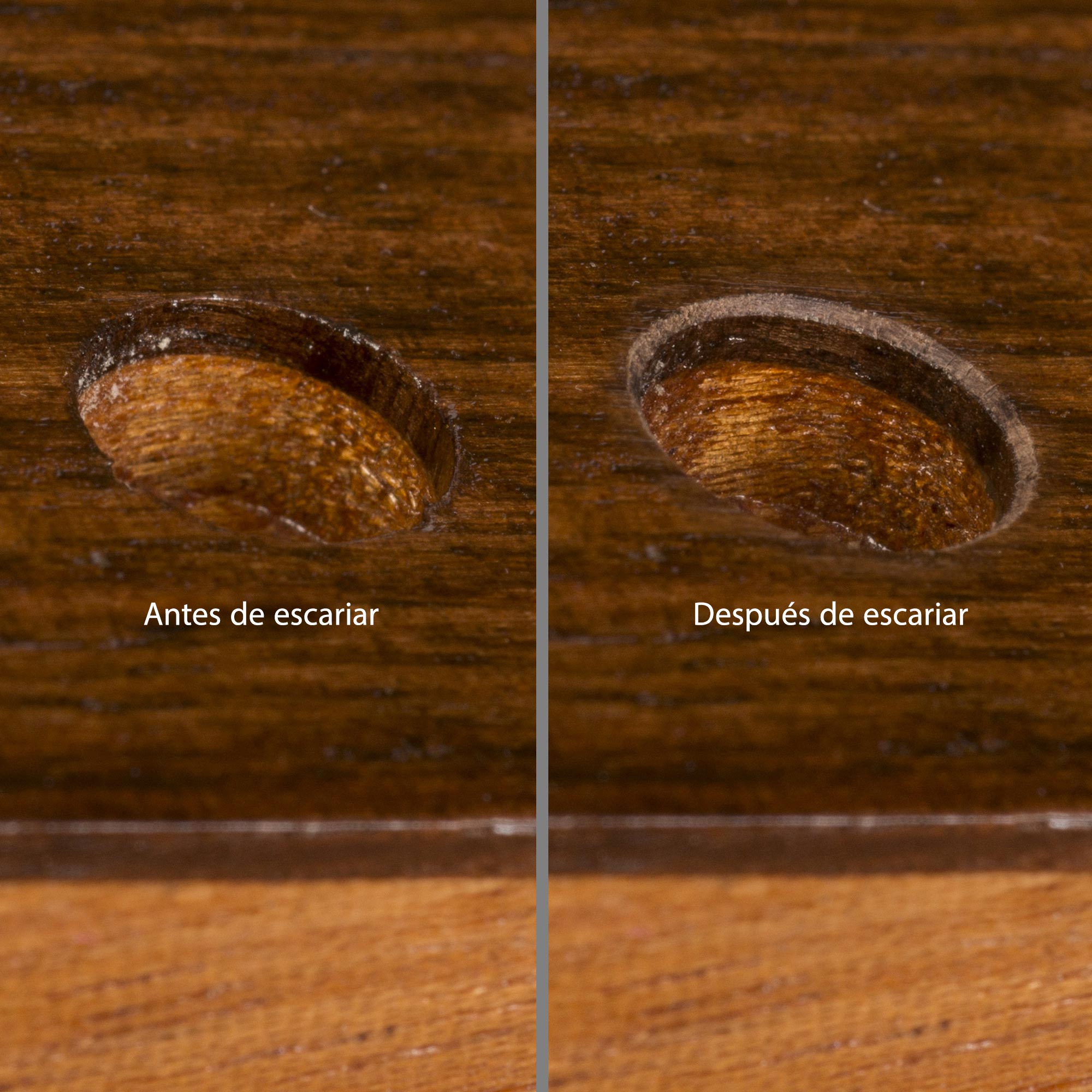 Avellanador de orificios para clavijero sin virutas