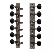 Los clavijeros de restauración Golden Age para guitarra de 12 cuerdas con pala ranurada y cabeza de tetón ranurada, níquel relic con perillas negras