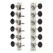 Los clavijeros de restauración Golden Age para guitarra de 12 cuerdas con pala ranurada y cabeza de estribo de 12 cuerdas, níquel brillante con perillas negras