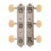 Los clavijeros de restauración Golden Age para guitarra de pala maciza con extremo de campana, níquel brillante