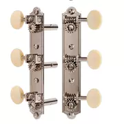 Los clavijeros de restauración Golden Age para guitarra de pala ranurada - Extremo de campana, níquel brillante