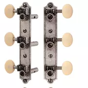 Afinadores de restauración Golden Age clavijeros para guitarra de pala ranurada - Extremo de campana, níquel relic