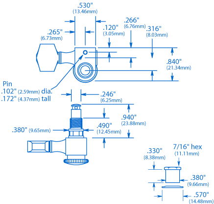 Máquinas de guitarra Sperzel Trim-Lok 3+3 con perillas vintage