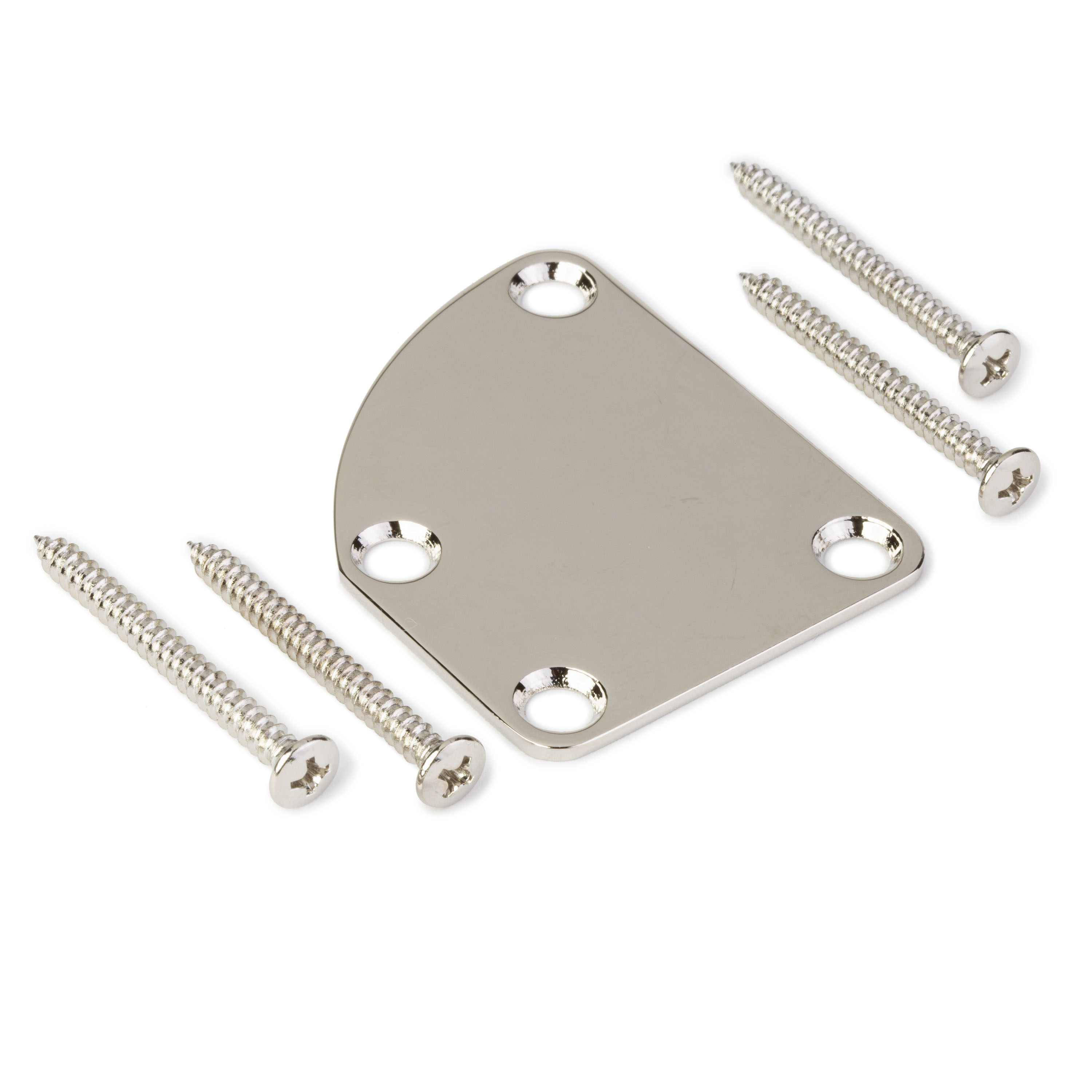 Placa de montaje contorneada para mástil, níquel, con tornillos