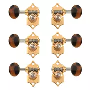 Los clavijeros Waverly Guitar con perillas Tortoise oscuro para cabezas de tetón sólidas, dorado, 3L/3R