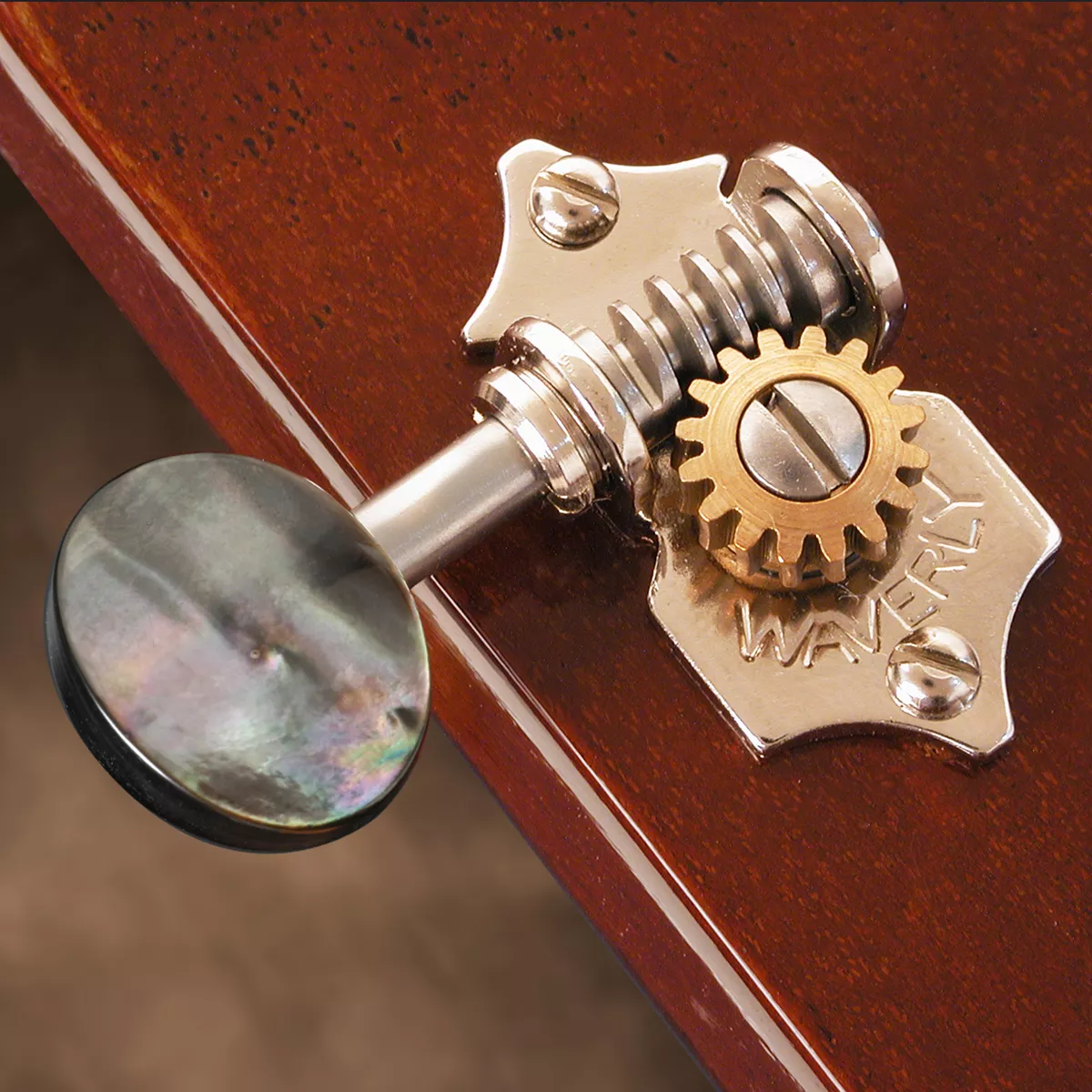 Clavijas de afinación Waverly con perillas de nácar negro para palas macizas Clavijas de afinación Waverly con perillas de nácar negro para palas macizas