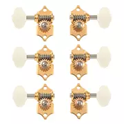 Los clavijeros Waverly Guitar con pomos de ivoroide Butterbean para cabezas de percusión sólidas, dorado, 3L/3R