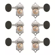 Cañadores clavijeros guitarra Waverly con perillas de ébano para cabezas de tetones ranurada, níquel, 3L/3R