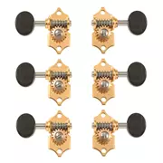Los clavijeros Waverly Guitar con perillas de ébano para cabezas de estribo ranurada, dorado, 3L/3R