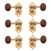 Los clavijeros Waverly Guitar con perillas de madera de snakewood para cabezas sólidas, dorado, 3L/3R