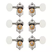 Los clavijeros Waverly Guitar con perillas blancas para cabezas de tetones sólidas, níquel, 3L/3R