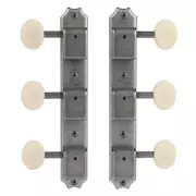 Golden Age - 3 clavijeros en 3-On-Plate estilo vintage, níquel relic