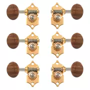 Los clavijeros Waverly Guitar con perillas Koa para cabezas de tetones sólidas, dorado, 3L/3R