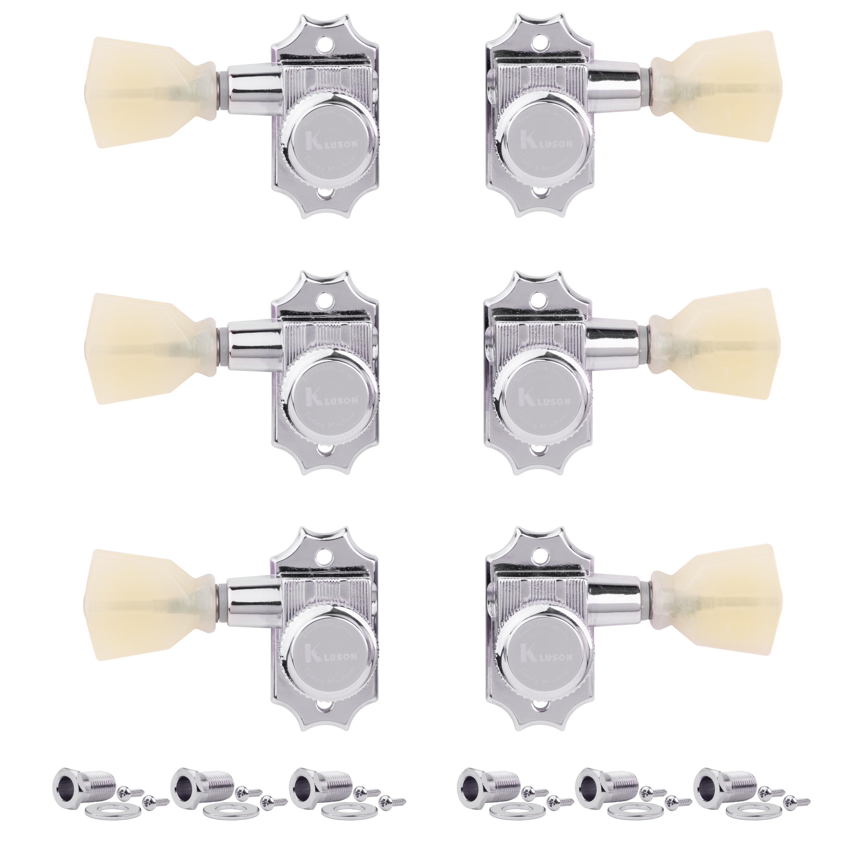 Clavijas de afinación Kluson 3+3 con bloqueo, Serie Revolution G-Mount