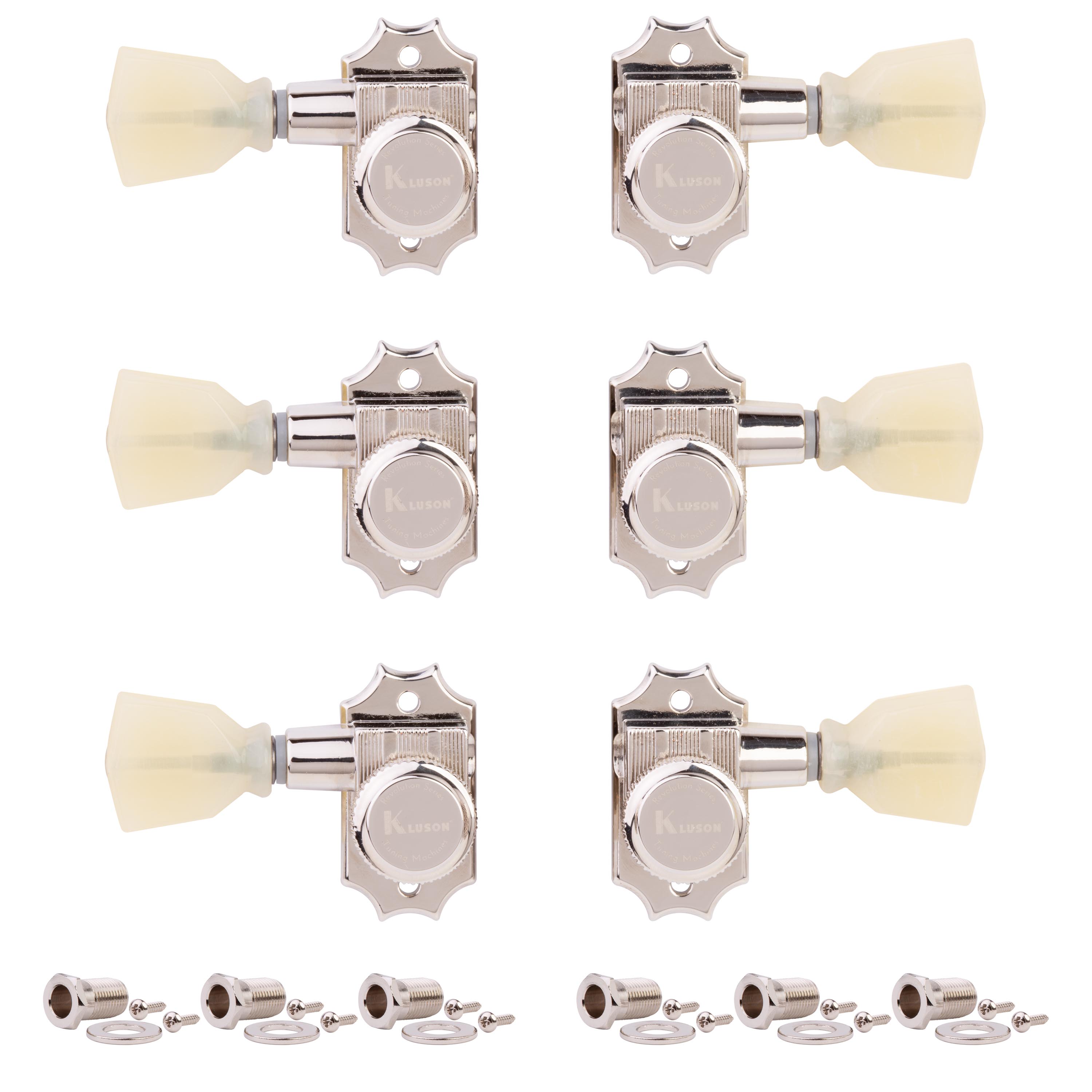 Clavijas de afinación Kluson 3+3 con bloqueo, Serie Revolution G-Mount