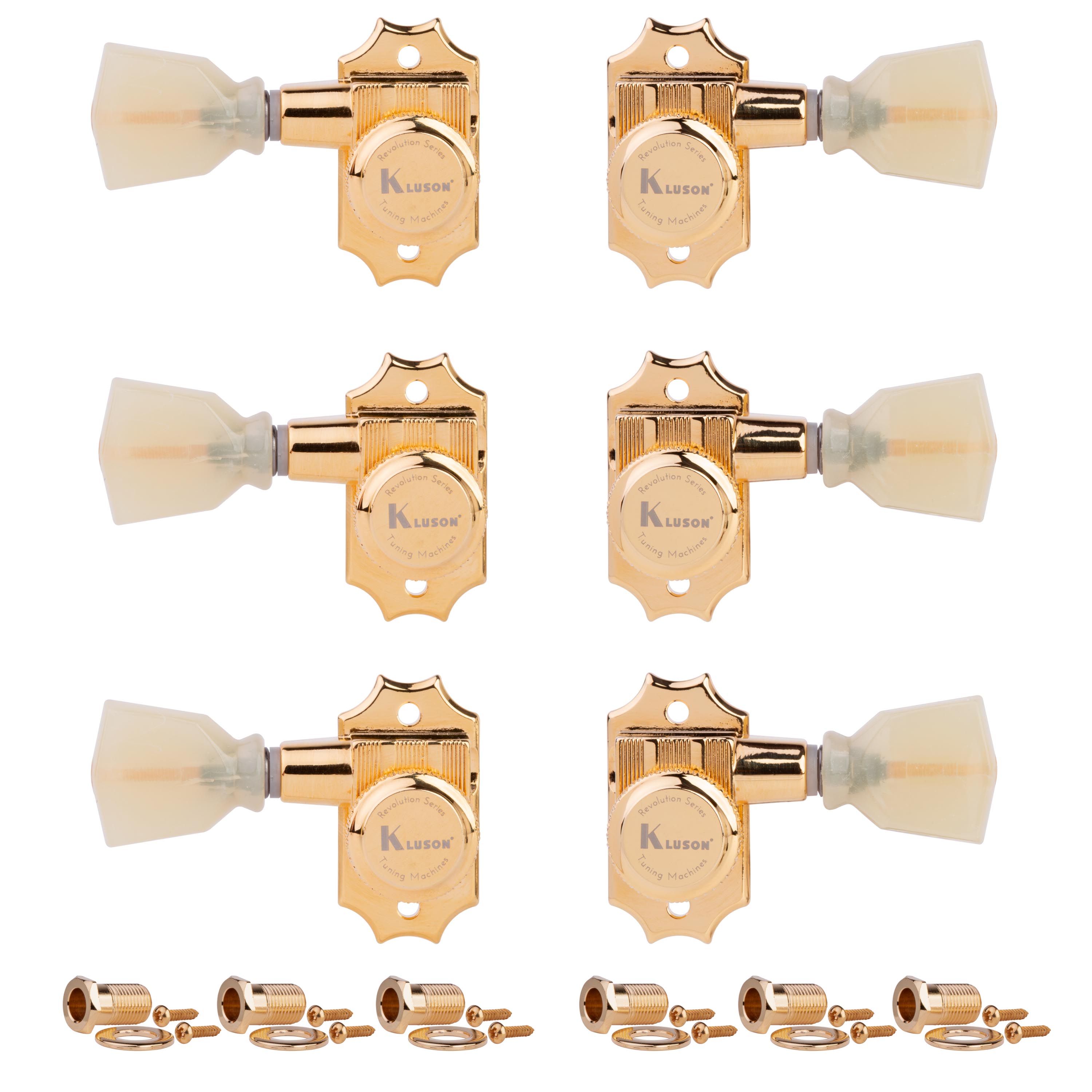 Clavijas de afinación Kluson 3+3 con bloqueo, Serie Revolution G-Mount