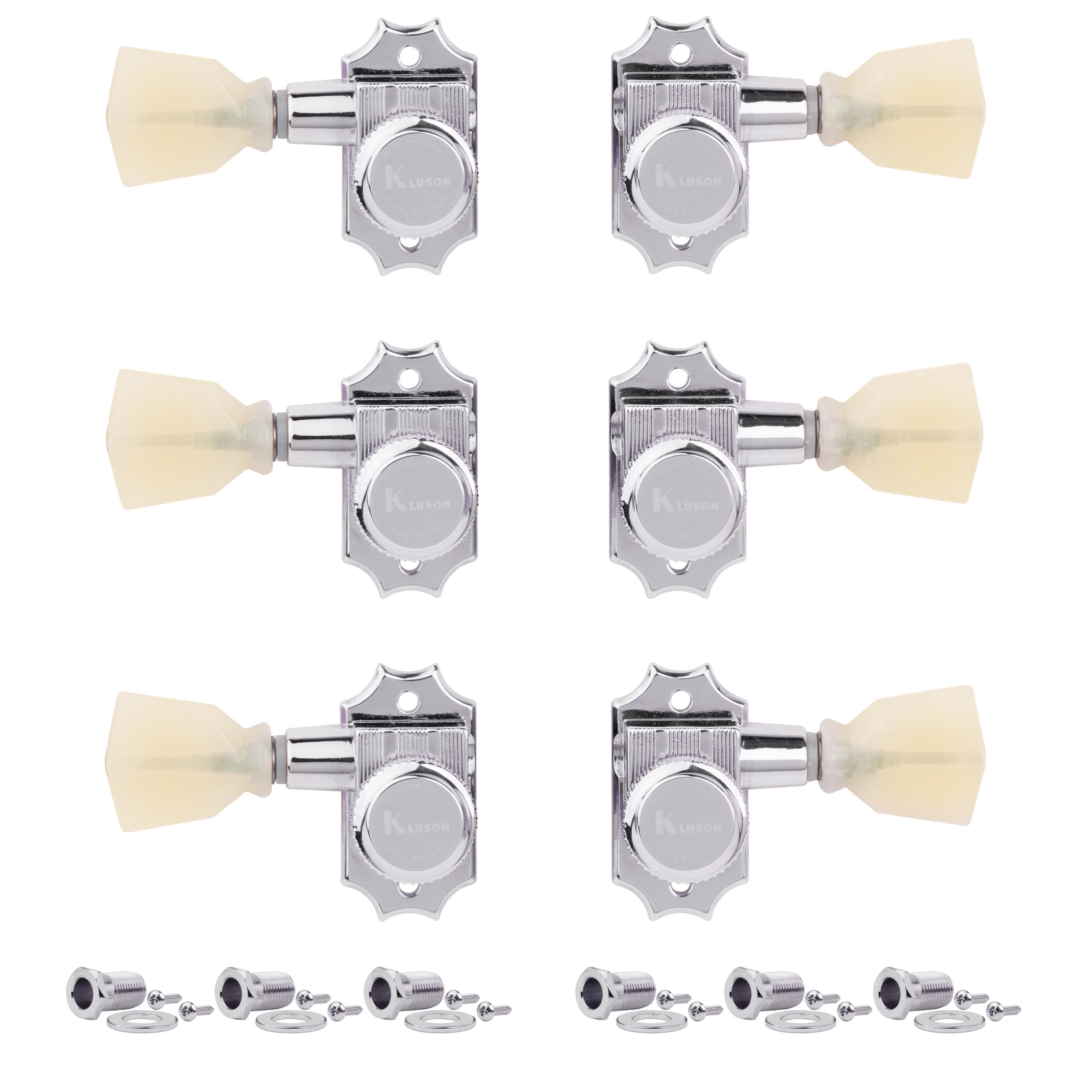 Kluson 3+3 Locking Revolution Series G-Mount Tuners, Chrome