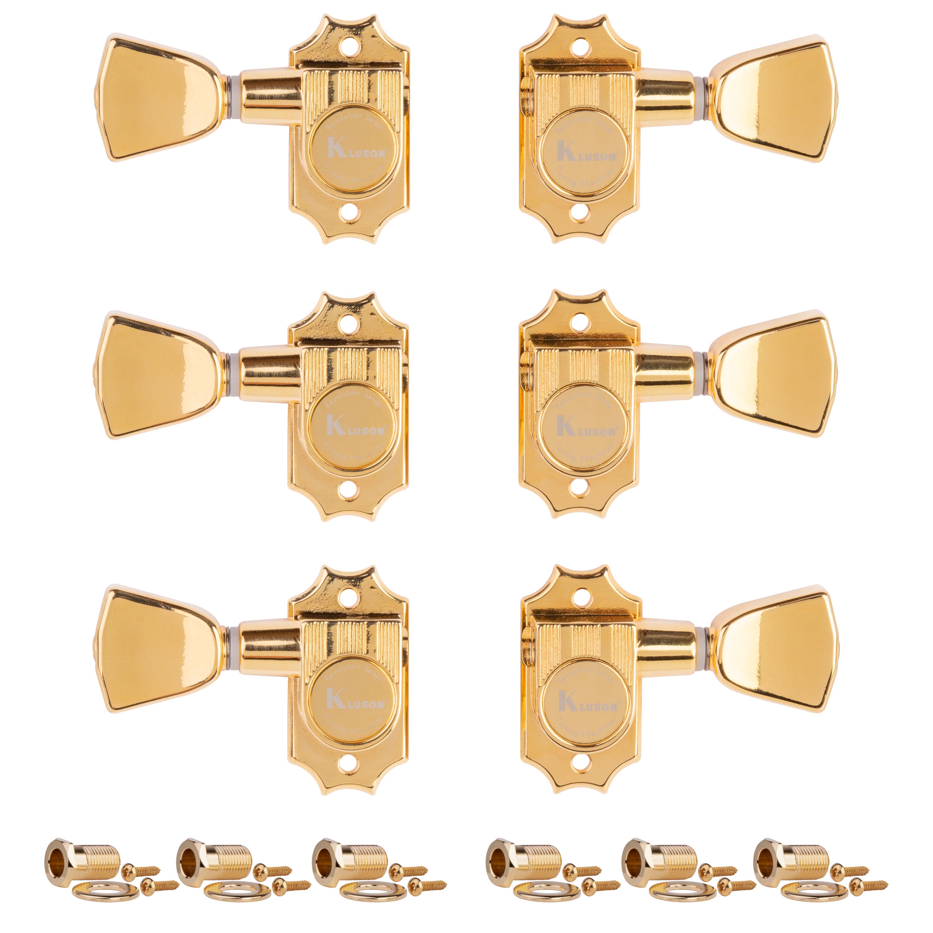 Kluson 3+3 Revolution Series G-Mount Tuners, Gold