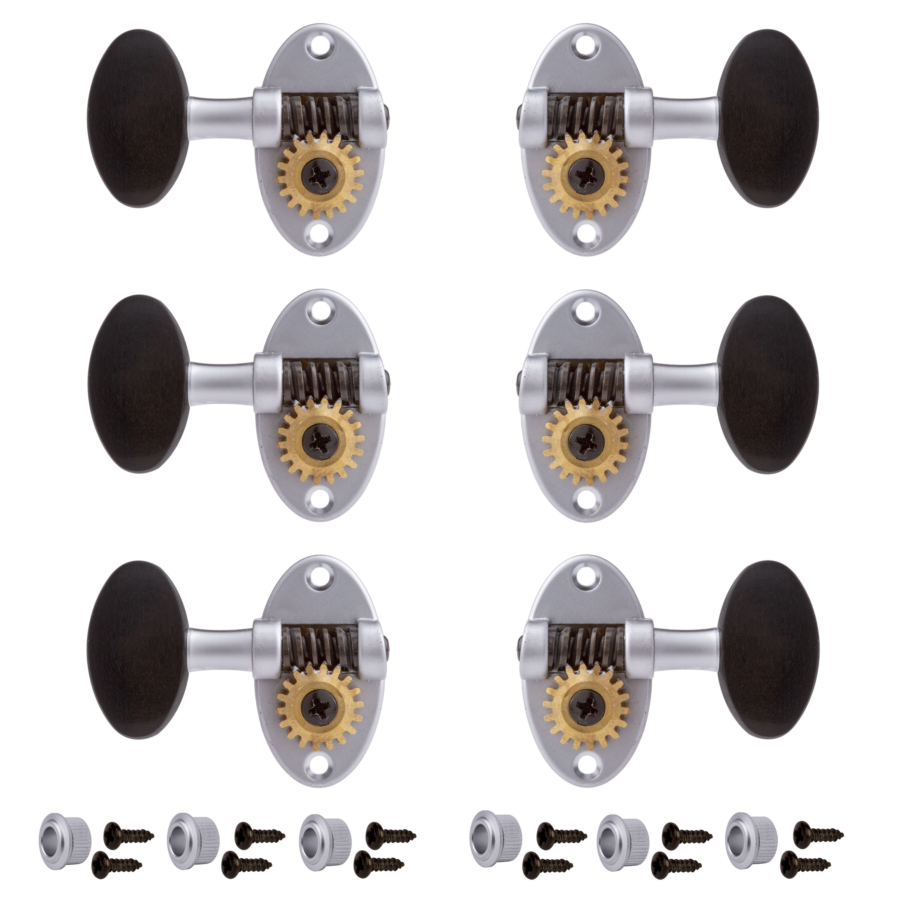 Clavijas de afinación Schertler para guitarra de pala sólida 3+3, perillas de ébano