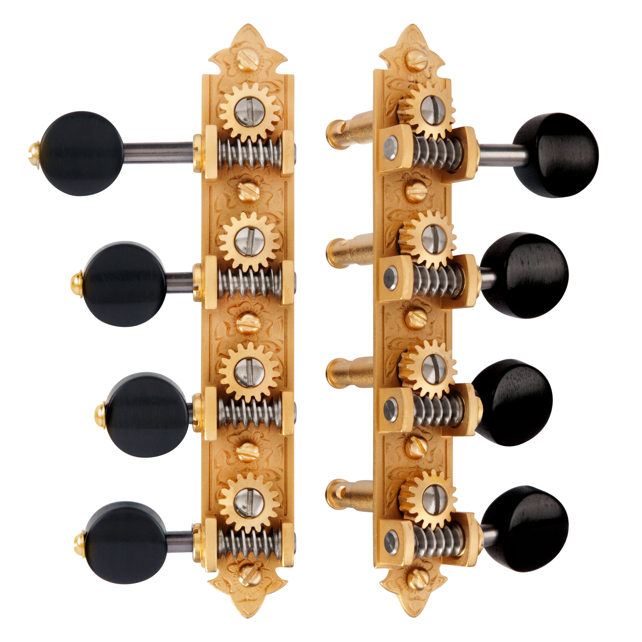 Máquinas de mandolina estilo F Waverly con perillas de ébano, satinado dorado