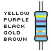 Resistencias, 47 ohmios, tolerancia del 1%