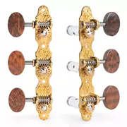 Sloane Classical Guitar clavijeros con perillas de madera de snakewood y placas base decorativas, latón brillante, rodillos blancos