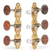 Sloane Classical Guitar clavijeros con perillas de madera de snakewood y discos de flores, latón brillante, rodillos blancos
