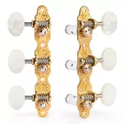 Sloane Classical Guitar clavijeros con perillas perladas y placas base decorativas, latón brillante, rodillos blancos