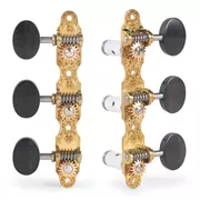 Sloane Classical Guitar clavijeros con perillas de ébano y placas base de flores, latón brillante, rodillos blancos